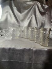 Vintage Diamond Cut Glasses With Pitcher picture