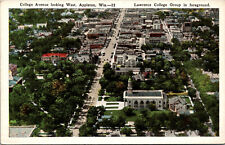 Vtg 1920s Birds Eye View of College Avenue Lawrence College Appleton WI Postcard picture