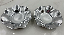 HECHO EN MEXICO Pewter SILVER TONE SERVING BOWL DISH/BOWl Set Of 2 Scalloped picture
