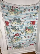 Vintage Disney Little Mermaid 1 Twin FLAT Sheet And 1 Ruffled Curtain Panel 1990 picture