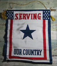 SERVING OUR COUNTRY Small WWII Patriotic Hanging Banner Flag Pennant picture