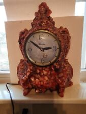 Vintage WORKING Red Lanshire Resin Rock Clock picture
