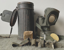 SIZE 2  ORIGINAL WW2 GERMAN GAS MASK GM-30 CANVAS MODEL WITH FILTER WAA STAMPED picture