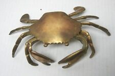 Vtg Brass Crab Mid Century Ashtray Jewelry keeper Hinged Hide Trinket Box 7.25