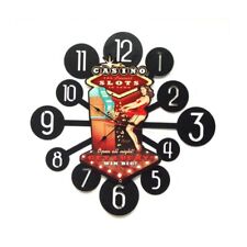 RISQUE CASINO GIRL LOOSE SLOT MACHINE HEAVY DUTY USA MADE METAL ADV CLOCK SIGN picture