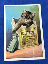 C1890 Victorian Trade Card Dr. Thomas ELECTRIC OIL Augusta, ME Druggist Quackery picture