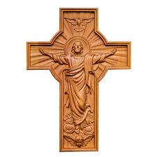 ASCENSION OF JESUS INTO HEAVEN STATUE CRUCIFIX CHRISTIAN WOODEN HANDICRAFTS GIFT picture