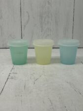 Tupperware Mini 2 oz Midget Containers Set 3 Cups 101 Lids 201 Yellow Green Blue picture