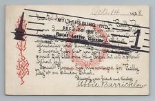 1908 Rural Letter Cancel Millersburg IN Rally Day Vintage Postcard picture