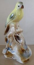 Vintage Perched Bird Canary Hand Painted Drip Glazed Ceramic Mid Century 7” picture