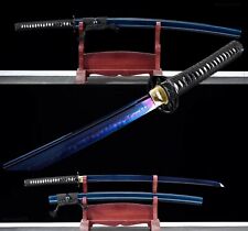 Clay tempered t10 steel blue blade katana samurai sword full Tang picture