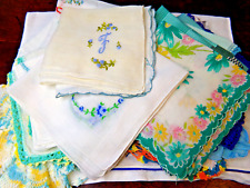 Vintage Embroidered Linens Lot of 25 Pieces, Hankies, Napkins, Table Runner, picture