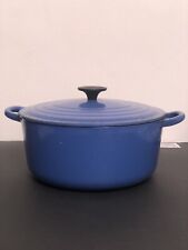 Le Creuset BLUE Cast Iron Enameled Dutch Oven #26 Made in France Vintage 5.5qt picture