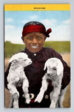 NM-New Mexico, Navajo Boy and Goats, Antique Souvenir Vintage Postcard picture