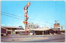 Postcard NM Farmington New Mexico Encore Motel Mayflower Restaurant Neon P8D picture