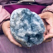 4.2LB Natural Beautiful Blue Celestite Crystal Geode Cave Mineral Specimen 588 picture