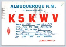 QSL CB Ham Radio K5KWV Albuquerque NM 'James Jones'  Vtg Bernalillo County 1957 picture