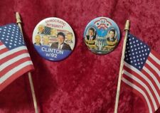 Vintage Lot of 2 Orig Presidential Campaign Buttons Bill Clinton President '92 picture