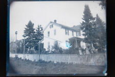Antique 6x8 Glass Plate Negative Family Posing Outside Of House E17 picture