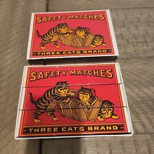 Three Cats Brand Safety Matches Tiny Miniture Games Multiple Boxes Vintage  picture
