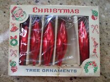 Vintage Christmas Tree Ornaments Lanissa Pointy Icicle Shape Pink Glass USA 5 picture