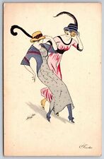 French Artist Xavier Sager~Frivolous~Glamour Ladies Doff Feather Hats~Art Deco picture