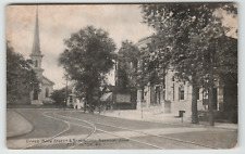 Postcard Vintage Upper Main Street Slatington, PA Bank and Church picture