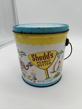 Vintage Shedd's Peanut Butter 5 LBS Tin Pail Can w/Graphic Animals & Elves picture