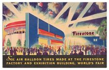 Vintage Air Balloon Tires Firestone Factory World's Fair Postcard c1934 Unposted picture