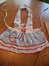 Vintage 1960s small girl's Apron with red trim blue and white check fabric picture
