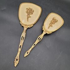 Vintage Stylebuilt Accessories 24K GOLD PLATED New York Rose Mirror Brush Set picture