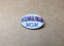 VTG 90s Mini Floral Design Porcelain “MOM” Oval Round Pin Brooch 1 inch Mother’s picture