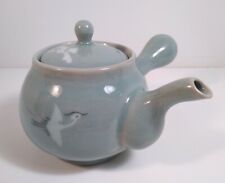 Vintage Korean Celadon Tea Pot with Crane and Clouds Pattern picture