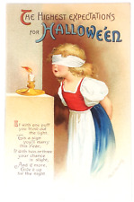 Halloween Post Card Ellen Clapsaddle Embossed Little Girl Bilndfold Rare picture