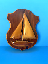 MCM Wooden Sailboat 3D Hand Crafted Folk Art Nautical Wall Art picture