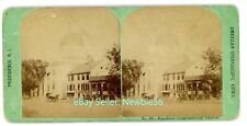 Providence RI - BENEFICENT CONGRETATION CHURCH & STORES - c1870s Stereoview picture
