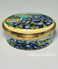 Halcyon Days Enamels Trinket Box A Year to Remember 2000 Morning Glory Flowers picture