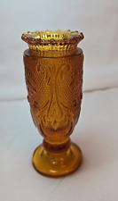 Vintage Amber Indiana Glass Tiara Miniature Flower Pedestal Bud Vase 3.75
