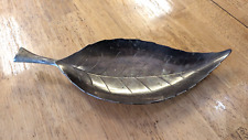Vintage Brass Large Leaf Shaped Trinket Dish Centerpiece bowl 14 in India BOHO picture