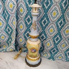 Large Antique Hand Painted Victorian Couple Porcelain Table Lamp picture