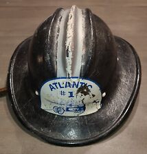 Vintage E.D. Bullard Atlantic #1 Hard Boiled Black Fiberglass Firefighter Helmet picture