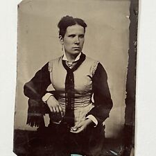 Antique Tintype Photograph Beautiful Fashionable Woman Tinted picture