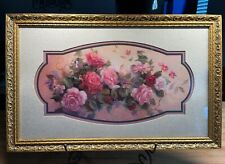 HOMCO HOME INTERIORS VICTORIAN PINK ROSES PICTURE GOLD ORNATE WOOD  13.5