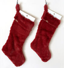 Set of 2 Koolaburra by Ugg Plush Faux Fur Luxury Christmas Stockings Red 22