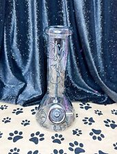 Black Cats Iridescent 8in Glass Water Pipe Hookah Glass Pipe Cute Girly Kitty picture