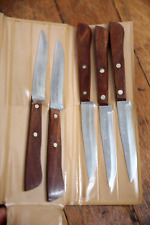 Vintage KEMPER THOMAS Steel Paring Knife Set GERMANY Leather Steer Horn Pouch picture