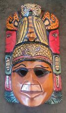 Vintage Handcrafted South American Tribal Mask Wood Colorful Handmade Wall Decor picture