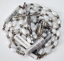 Vintage Rosary Learning Mysteries White Acrylic Beads Crucifix Italy picture