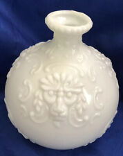 Antique/VTG Milk Glass Decanter Lions Head Face Vase Bottle Unique Art Nouveau picture