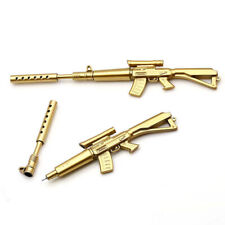 1x Gold Rifle Shape Black Ink Ballpoint Pen Stationery Office Ball Point Novelty picture